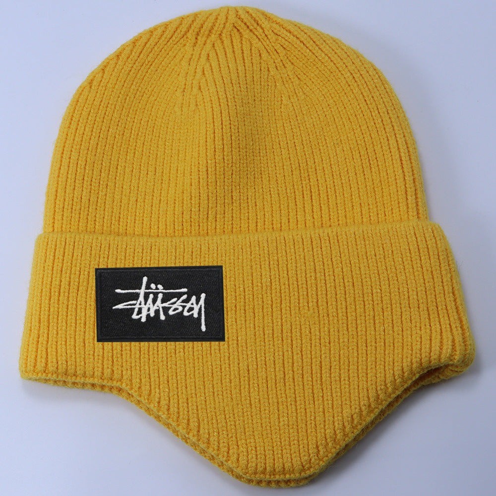 Stussy Hat Winter Knitted Hat Men's and Women's Warm Ear Protector Outdoor Wool Hat