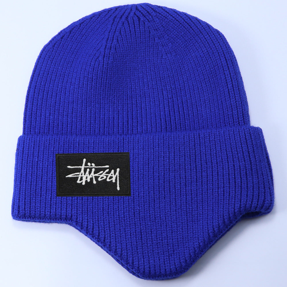 Stussy Hat Winter Knitted Hat Men's and Women's Warm Ear Protector Outdoor Wool Hat