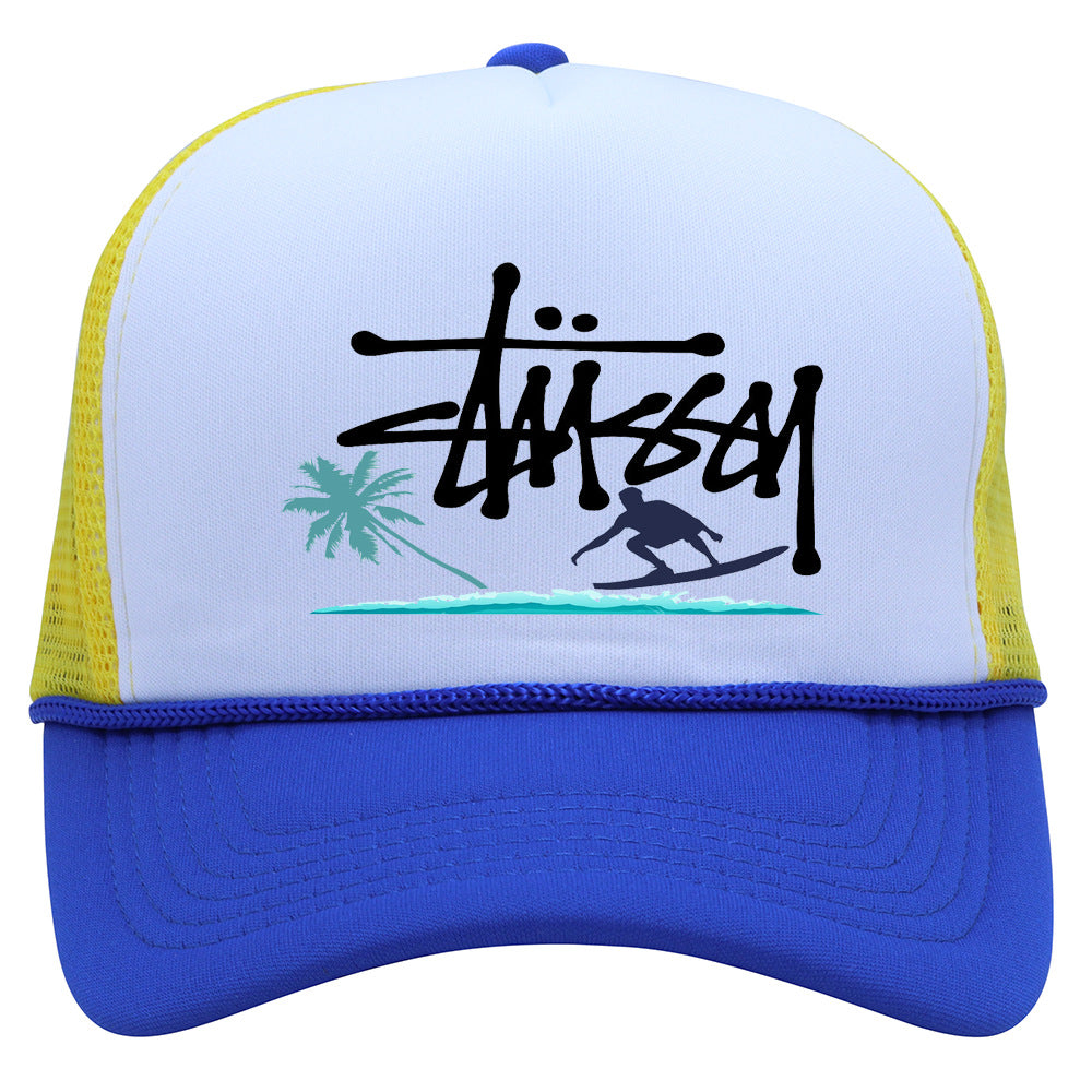 Stussy Hat Printed Truck Mesh Cap Outdoor Surfing Casual Sun Hat